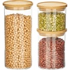 image:imagemDesign Storage Glass Canister with Airtight Bamboo Lid  Kitchen Pantry Counter or Cabinet Container Holds Food Snacks Cooking or Baking Supplies Home Sort Collection Set of 3 ClearNatural