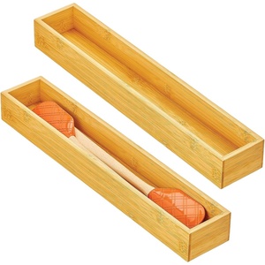 image:imagemDesign Bamboo Wood Stackable Kitchen Drawer Organizer Box Storage Tray for Kitchen Pantry Office Drawers Holds Silverware Cutlery Utensils  Home Sort Collection  2 Pack  Natural