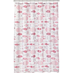 image:imagemDesign Decorative Fish Print  Easy Care Fabric Shower Curtain with Reinforced Buttonholes for Bathroom Showers Stalls and Bathtubs Machine Washable  72 x 72  Pink Multi