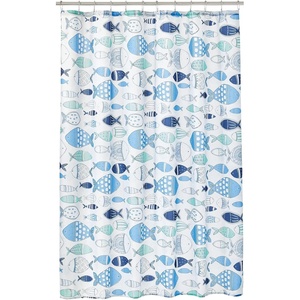 image:imagemDesign Decorative Fish Print  Easy Care Fabric Shower Curtain with Reinforced Buttonholes for Bathroom Showers Stalls and Bathtubs Machine Washable  72 x 72  Bright MultiBlue Multi