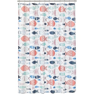 image:imagemDesign Decorative Fish Print  Easy Care Fabric Shower Curtain with Reinforced Buttonholes for Bathroom Showers Stalls and Bathtubs Machine Washable  72 x 72  Bright MultiBright Multi