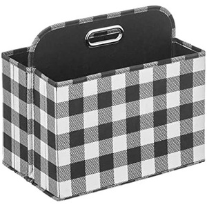 image:imagemDesign Holiday Storage Box for Gift Wrapping and Bows with Compartments and Handle  Christmas Organizer Tote for Ribbons  Divided Container for Crafts and Stationary  Buffalo Plaid BlackWhite