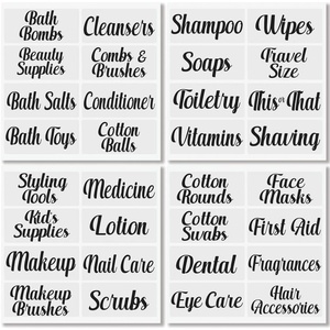 image:imagemDesign Home Organization Labels  Preprinted Label Stickers for Bathroom Storage and Cleaning  Household Organizing for Jars Canisters Containers Bins and Boxes  32 Count  ClearBlackBlack