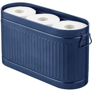 image:imagemDesign Large Steel Free Standing Toilet Paper Organizer 6Roll Tissue Storage Holder Container Bin for Bathroom Floor Fits Under Sink Vanity Shelf In Cabinet or Corner Oscar Collection  BlackNavy