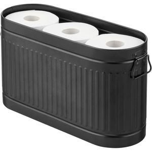image:imagemDesign Large Steel Free Standing Toilet Paper Organizer 6Roll Tissue Storage Holder Container Bin for Bathroom Floor Fits Under Sink Vanity Shelf In Cabinet or Corner Oscar Collection  BlackBlack