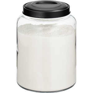 image:imagemDesign Medium Storage Glass Canister with Airtight Metal Lid for Kitchen Pantry Counter or Cabinet Container for Food Snacks Cooking or Baking Supplies Home Sort Collection  ClearBlack