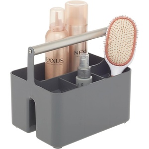 image:imagemDesign Plastic Shower Caddy Storage Organizer Utility Tote Divided Basket Bin  Metal Handle for Bathroom Dorm Kitchen Holds Soap Shampoo Conditioner  Aura Collection  Charcoal GraySatinCharcoalSatin