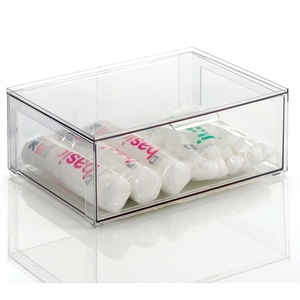 image:imagemDesign Plastic Stackable Bathroom Storage with Pull Out Bin Organizer Drawer for Cabinet Vanity Shelf Cupboard Cabinet or Closet Organization  Lumiere Collection  Clear16 x 12 x 6 Pack of 1