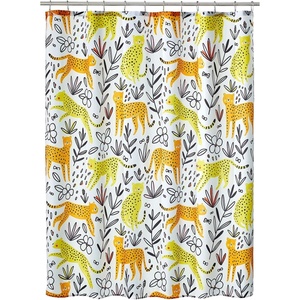 image:imagemDesign Polyester Fabric Leopards Design Shower Curtain with Reinforced Buttonholes  Kids Master and Guest Bathroom  Machine Washable amp Water Resistant  72 x 72 YellowOrange