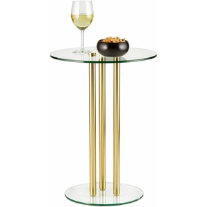 image:imagemDesign Round 16 Glass Top SideEnd Drink Table  Tall Modern Decorative Accent SideEnd Metal Nightstand Furniture for Bedroom Living Room Home Office Dorm Room  Milan Collection  ClearBrass