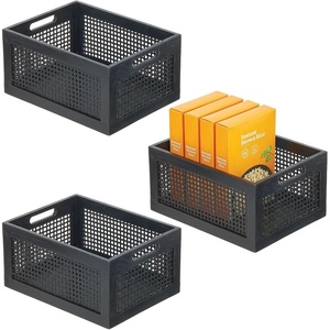 image:imagemDesign Small Decorative Wooden Crate Storage Box Rustic Pine Wood Organizer Bin Basket w BuiltIn Handles for Kitchen Pantry Cupboard Cabinet  Home Sort Collection  3 Pack  Black Pine