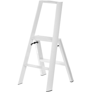 image:imagemDesign Small Folding Step Ladder Lightweight Slim Step Stool for Kitchen Closet Pantry Living Room Easy Reach MultiPurpose Foldable Stairs with Hand Rails Home Sort Collection Glossy White