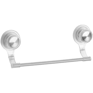 image:imagemDesign Strong Suction Wall Mount PlasticMetal Wash Cloth Hand Towel Bar for Bathroom Shower Stall Bathtub  2 Pack ClearStainless Steel