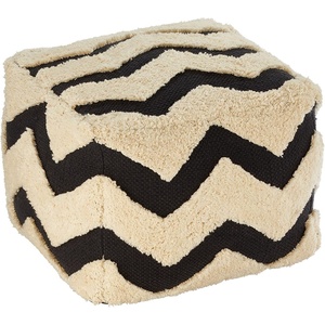 image:imagemDesign Tufted Bohemian Ottoman Pouf Seat  Modern Square Cube Poof Floor Chair for Living Room Bedroom Office Playroom and Nursery  Chevron  BlackWhite