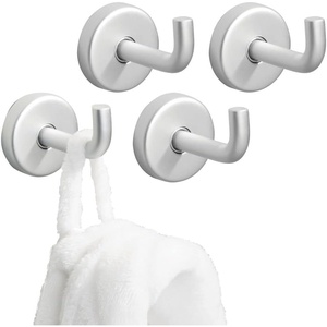 image:imagemDesign Wall Mount Decorative Aluminum Single Storage Organizer Hook for Robes Bath Towels Wash Cloths  Hardware Included 4 Pack  Silver
