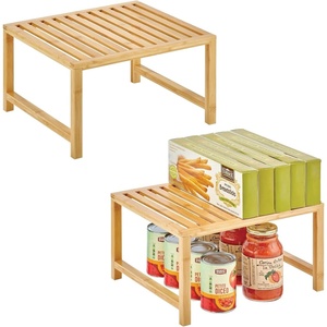 image:imagemDesign Wooden Stackable Storage Shelf  Food and Kitchen Organizer for Cabinet Pantry Shelves Countertop Cabinet  Echo Collection  2 Pack  Natural BambooPack of 2