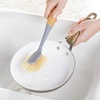image:imagemDesign Bamboo Scrubbing Brushes Stiff Bristles  Wash Dishes Pots Pans  For Kitchen Sink Household Cleaning  Combo Includes Mini Palm Long Handled Bottle Brush  Set of 2  GrayNatural Wood