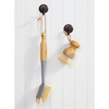 image:imagemDesign Bamboo Scrubbing Brushes Stiff Bristles  Wash Dishes Pots Pans  For Kitchen Sink Household Cleaning  Combo Includes Mini Palm Long Handled Bottle Brush  Set of 2  GrayNatural Wood