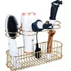 image:imagemDesign Hair Dryer Caddy  Wall Mounted Storage Rack with 4 Compartments  Hair Tool Organiser for Dryers Curling Wands Straighteners  BrassSoft Brass