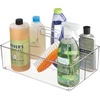 image:imagemDesign Large Plastic Divided Portable Storage Organizer Caddy Tote Basket Bin with Handle for Kitchen Pantry Countertop Cabinet Cupboard  Ligne Collection  2 Pack  Clear