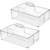 image:imagemDesign Large Plastic Divided Portable Storage Organizer Caddy Tote Basket Bin with Handle for Kitchen Pantry Countertop Cabinet Cupboard  Ligne Collection  2 Pack  Clear