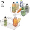 image:imagemDesign Large Plastic Divided Portable Storage Organizer Caddy Tote Basket Bin with Handle for Kitchen Pantry Countertop Cabinet Cupboard  Ligne Collection  2 Pack  Clear