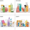image:imagemDesign Large Plastic Divided Portable Storage Organizer Caddy Tote Basket Bin with Handle for Kitchen Pantry Countertop Cabinet Cupboard  Ligne Collection  2 Pack  Clear