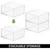 image:imagemDesign Makeup Organizer for Bathroom Bedroom and Vanity Countertops and Drawers Storage Bins for Cosmetics Brushes Eyeshadow Palettes Lipstick Blush  Square  3 Pack ClearSoft Brass