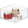 image:imagemDesign Makeup Organizer for Bathroom Bedroom and Vanity Countertops and Drawers Storage Bins for Cosmetics Brushes Eyeshadow Palettes Lipstick Blush  Square  3 Pack ClearSoft Brass