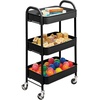 image:imagemDesign Metal 3Tier Rolling Utility Storage Carts  Organizer Trolley for Bathroom Kitchen Laundry Office and Kids Rooms  Heavy Duty Caddy with 4 Caster Wheels  Matte BlackMatte Black