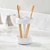 image:imagemDesign Metal Bathroom Vanity Countertop Accessory Set  Includes Refillable Soap Dispenser Divided Toothbrush Stand Tumbler Rinsing Cup Vivi Collection Set of 3 Matte White