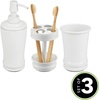 image:imagemDesign Metal Bathroom Vanity Countertop Accessory Set  Includes Refillable Soap Dispenser Divided Toothbrush Stand Tumbler Rinsing Cup Vivi Collection Set of 3 Matte White