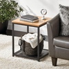 image:imagemDesign Metal Square Side Table Organizer with Steel Shelf  2Tier  Use in Bathroom Kitchen Entryway Hallway Mudroom Bedroom Laundry Room  BlackNordic Walnut