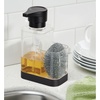 image:imagemDesign Modern Plastic Kitchen Sink Countertop Liquid Hand Soap Dispenser Pump Bottle Caddy with Storage Compartment  Holds and Stores Sponges Scrubbers and Brushes  ClearBrushedClearMatte Black