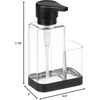 image:imagemDesign Modern Plastic Kitchen Sink Countertop Liquid Hand Soap Dispenser Pump Bottle Caddy with Storage Compartment  Holds and Stores Sponges Scrubbers and Brushes  ClearBrushedClearMatte Black