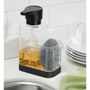 image:imagemDesign Modern Plastic Kitchen Sink Countertop Liquid Hand Soap Dispenser Pump Bottle Caddy with Storage Compartment  Holds and Stores Sponges Scrubbers and Brushes  ClearBrushedClearMatte Black