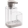 image:imagemDesign Modern Plastic Kitchen Sink Countertop Liquid Hand Soap Dispenser Pump Bottle Caddy with Storage Compartment  Holds and Stores Sponges Scrubbers and Brushes  ClearBrushedClearBrushed
