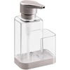 image:imagemDesign Modern Plastic Kitchen Sink Countertop Liquid Hand Soap Dispenser Pump Bottle Caddy with Storage Compartment  Holds and Stores Sponges Scrubbers and Brushes  ClearBrushedClearBrushed