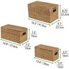image:imagemDesign Natural Woven Seagrass Closet Storage Organizer Basket Bin with Removeable Lids to use in Closet Bedroom Bathroom Entryway Office  Set of 3  Natural Finish