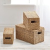 image:imagemDesign Natural Woven Seagrass Closet Storage Organizer Basket Bin with Removeable Lids to use in Closet Bedroom Bathroom Entryway Office  Set of 3  Natural Finish