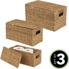 image:imagemDesign Natural Woven Seagrass Closet Storage Organizer Basket Bin with Removeable Lids to use in Closet Bedroom Bathroom Entryway Office  Set of 3  Natural Finish