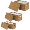 image:imagemDesign Natural Woven Seagrass Closet Storage Organizer Basket Bin with Removeable Lids to use in Closet Bedroom Bathroom Entryway Office  Set of 3  Natural Finish