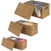 image:imagemDesign Natural Woven Seagrass Closet Storage Organizer Basket Bin with Removeable Lids to use in Closet Bedroom Bathroom Entryway Office  Set of 3  Natural Finish