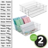image:imagemDesign Plastic Divided Drawer Organizer Storage Bin for Home Office Desk Drawer Shelf Cabinet  4 Compartments 12 Long 2 Pack  32 Adhesive Labels  Clear