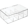 image:imagemDesign Plastic First Aid Kit Storage Box with Clear Top Lid for Bathroom Kitchen Cabinet Closet Drawer  Organizes Medicine Ointments Adhesive Bandages Dental 8 Divided Sections  Clear8 sections Pack of 1