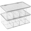 image:imagemDesign Plastic First Aid Kit Storage Box with Clear Top Lid for Bathroom Kitchen Cabinet Closet Drawer  Organizes Medicine Ointments Adhesive Bandages Dental 8 Divided Sections  Clear8 sections Pack of 1