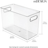 image:imagemDesign Plastic Food Storage Container Bin with Handles  for Kitchen Pantry Cabinet FridgeFreezer  Narrow for Snacks Produce Vegetables Pasta  BPA Free Food Safe  4 Pack Clear12 x 6 x 8 Pack of 4