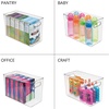 image:imagemDesign Plastic Food Storage Container Bin with Handles  for Kitchen Pantry Cabinet FridgeFreezer  Narrow for Snacks Produce Vegetables Pasta  BPA Free Food Safe  4 Pack Clear12 x 6 x 8 Pack of 4
