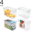 image:imagemDesign Plastic Food Storage Container Bin with Handles  for Kitchen Pantry Cabinet FridgeFreezer  Narrow for Snacks Produce Vegetables Pasta  BPA Free Food Safe  4 Pack Clear12 x 6 x 8 Pack of 4
