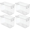 image:imagemDesign Plastic Food Storage Container Bin with Handles  for Kitchen Pantry Cabinet FridgeFreezer  Narrow for Snacks Produce Vegetables Pasta  BPA Free Food Safe  4 Pack Clear12 x 6 x 8 Pack of 4